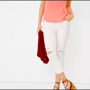 White House Black Market slim distressed white Jeans size 0
